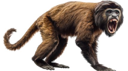 Monkey walking forward in side profile view
