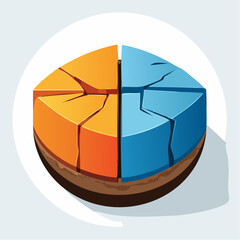 Conceptual earth model showing subducting tectonic plates with cracks