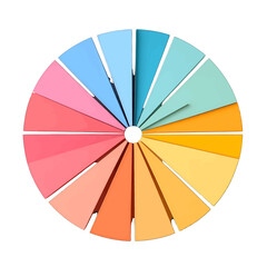 Colorful Abstract Circular Graphic Design With Fan Shaped Segments And Gradient Colors In A Radial Pattern