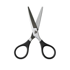 Silver Metal Scissors With Black Handles Open And Ready To Cut Against A White Background