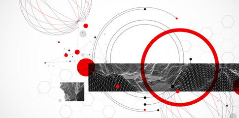 Abstract art background. Modern science or technology art elements. Wireframe surface illustration.