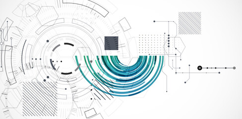 Abstract background. Scientific and technological concept with the use of technical elements formed in the shape of a circle. Vector
