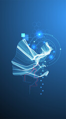 Artificial Intelligence. Technical background. Big data concept. Machine cyber mind.