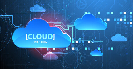 Cloud storage technology. Integrated digital web concept background.