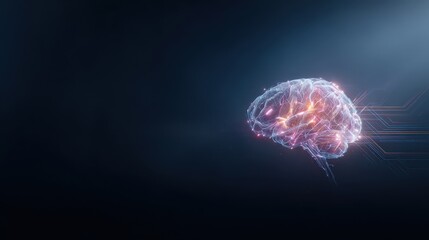 Futuristic Brain Design with Digital Connections and Light Effects