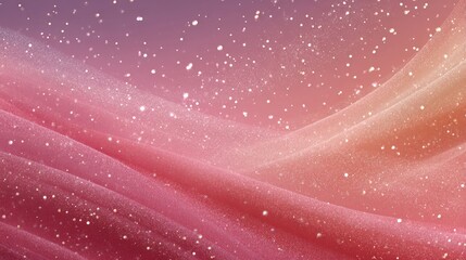 Ethereal Waves of Soft Pink and Violet with Floating White Particles