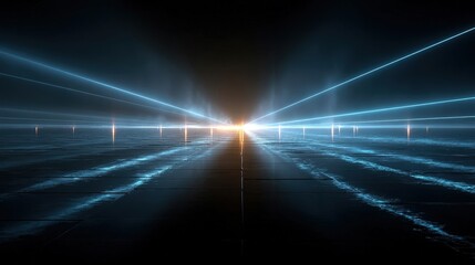 Futuristic Laser Light Abstract with Glowing Lines and Reflections