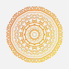 This mandala, with its beautiful orange and yellow gradient, evokes warmth and calm. The flowing, flower-inspired pattern radiates from the center, symbolizing the sun and growth.
