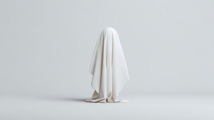 Mysterious White Fabric Shape on Minimalist Background