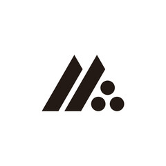 letter m dots triangles simple geometric logo vector