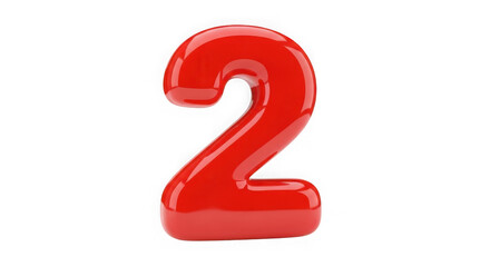 Naklejka premium 3d red number two balloon isolated on transparent background