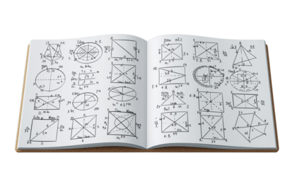 Vintage design vector of an open book or Geometric Shape Notebook for Math Practice and Study isolated on white background