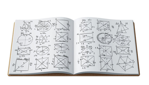 Vintage design vector of an open book or Geometric Shape Notebook for Math Practice and Study isolated on white background