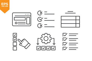 Set of line icons Taks, Checkmark, List. Outline icons collection stock illustration stock illustration