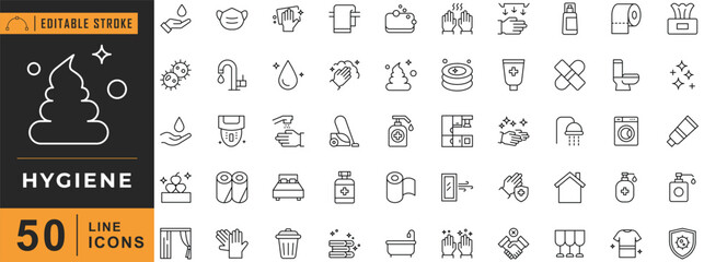 Hygiene line icon set. Editable stroke. Vector illustration.