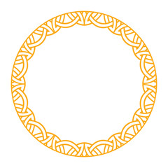 Elegant circular frame with intricate celtic and viking patterns in a minimalist style.