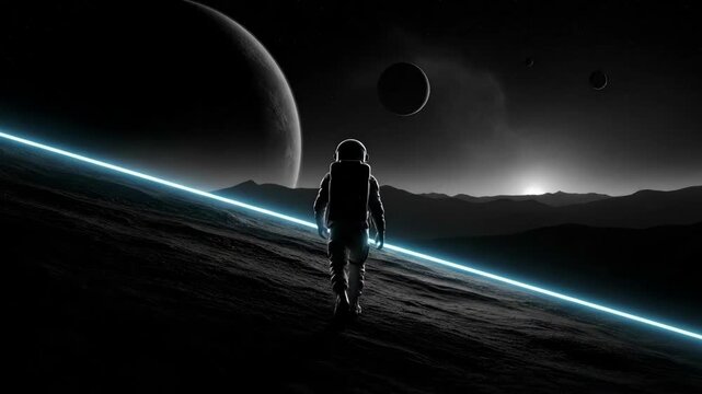 animated looped background astronaut walking vj loop