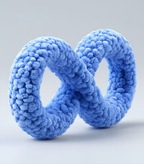 Fluffy Infinity Symbol in Soft Blue Tones Highlighting Textural Detail and Dimensional Form Graphic Art