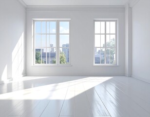 Fototapeta premium Empty Bright Room with Windows.