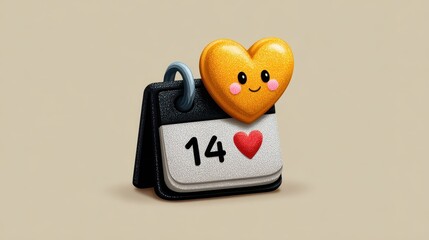 Cute calendar icon with a heart for love.