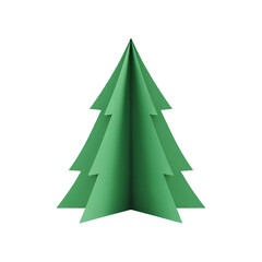 Obraz premium Watercolor 3D Paper Craft Christmas Tree Green