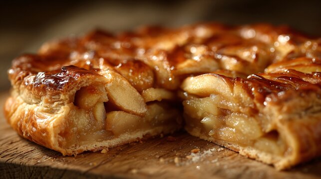 A galette slice showing caramelized apple interior - Powered by Adobe