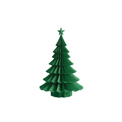 Obraz premium Watercolor 3D Paper Craft Christmas Tree Green