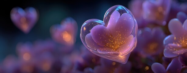 Vibrant purple flowers shaped like hearts.