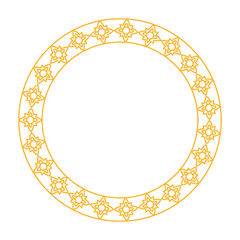 Intricate circular islamic frame with geometric patterns in a golden hue, perfect for digital and print designs.