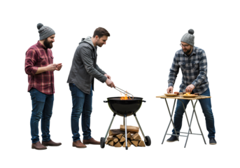 Friends grilling outdoors enjoying casual summer fun