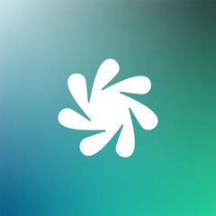 Fototapeta premium Ai bot logo and white logo vector in eps 8 format. Ai Chat bot is ai articfical chat bot system. Abstract white swirl symbol on teal blue gradient background