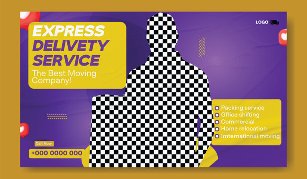 Professional express delivery service and moving company with happy customer and package.
Express delivery service flyer with happy courier and package for online orders and fast shipping.
Happy man.