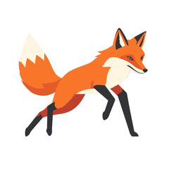 Obraz premium Pixel Art Orange Fox With Black Legs Mid Stride White Tip Tail Isolated On White