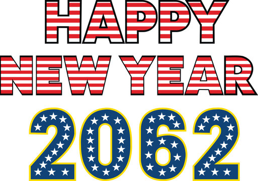  happy new year 2062 usa colar vector art illustration