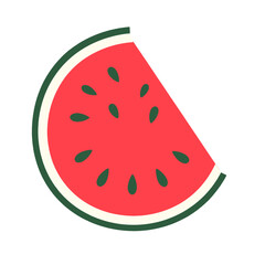 Vibrant Slice of Watermelon with Dark Seeds on a White Background
