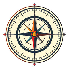 Retro Compass Rose Nautical Navigation Tool With Detailed Cardinal Points And Ornate Design On A Cream Background With Soft Shadow