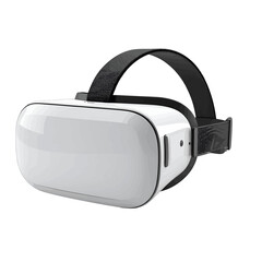 White Virtual Reality Headset with Black Straps on White Background Isolated Product Shot