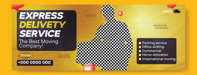 Professional express delivery service and moving company with happy customer and package.
Express delivery service flyer with happy courier and package for online orders and fast shipping.
Happy man.