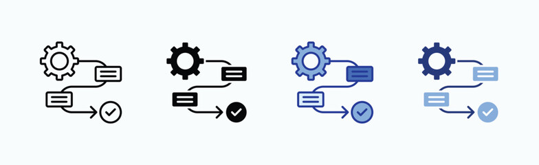 Workflow icon sheet multiple style collection isolated vector