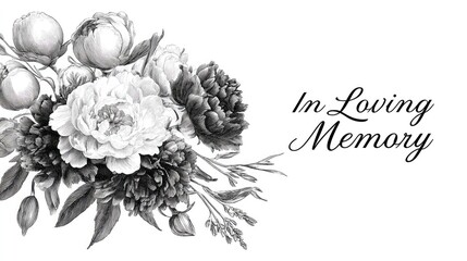 condolence card with flowers in loving memory illustration