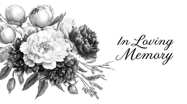 condolence card with flowers in loving memory illustration - Powered by Adobe