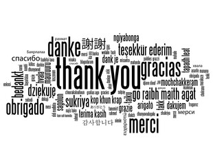 Fototapeta premium THANK YOU black word cloud with translations on transparent background