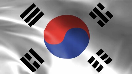 seamless south korea flag animation, national day or politics or sport event - 3D rendering - slow motion