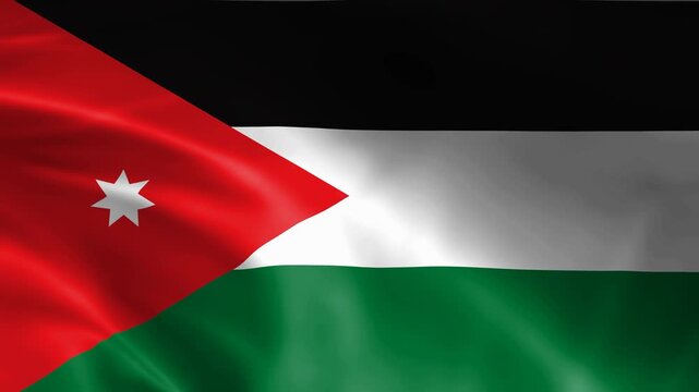 seamless jordan flag animation, national day or politics or sport event - 3D rendering - slow motion