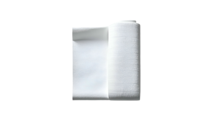 White rolled gauze, partially unwound on a black background