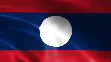 seamless laos flag animation, national day or politics or sport event - 3D rendering - slow motion