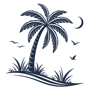 Isolated black plam tree icon Vector, black plam tree Silhouette,black plam tree icon