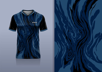 T-shirt mockup abstract texture grunge marble sport jersey design for football, soccer, racing, esports, running, blue navy color