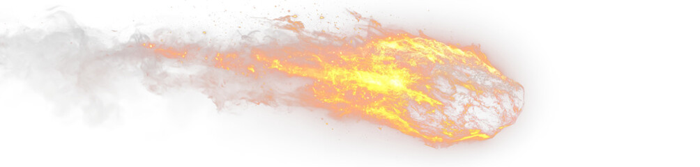 Bright cosmic asteroid trail with luminous flames and glowing sparks in space.  © Vita