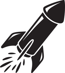 black and white firework rocket vector icon